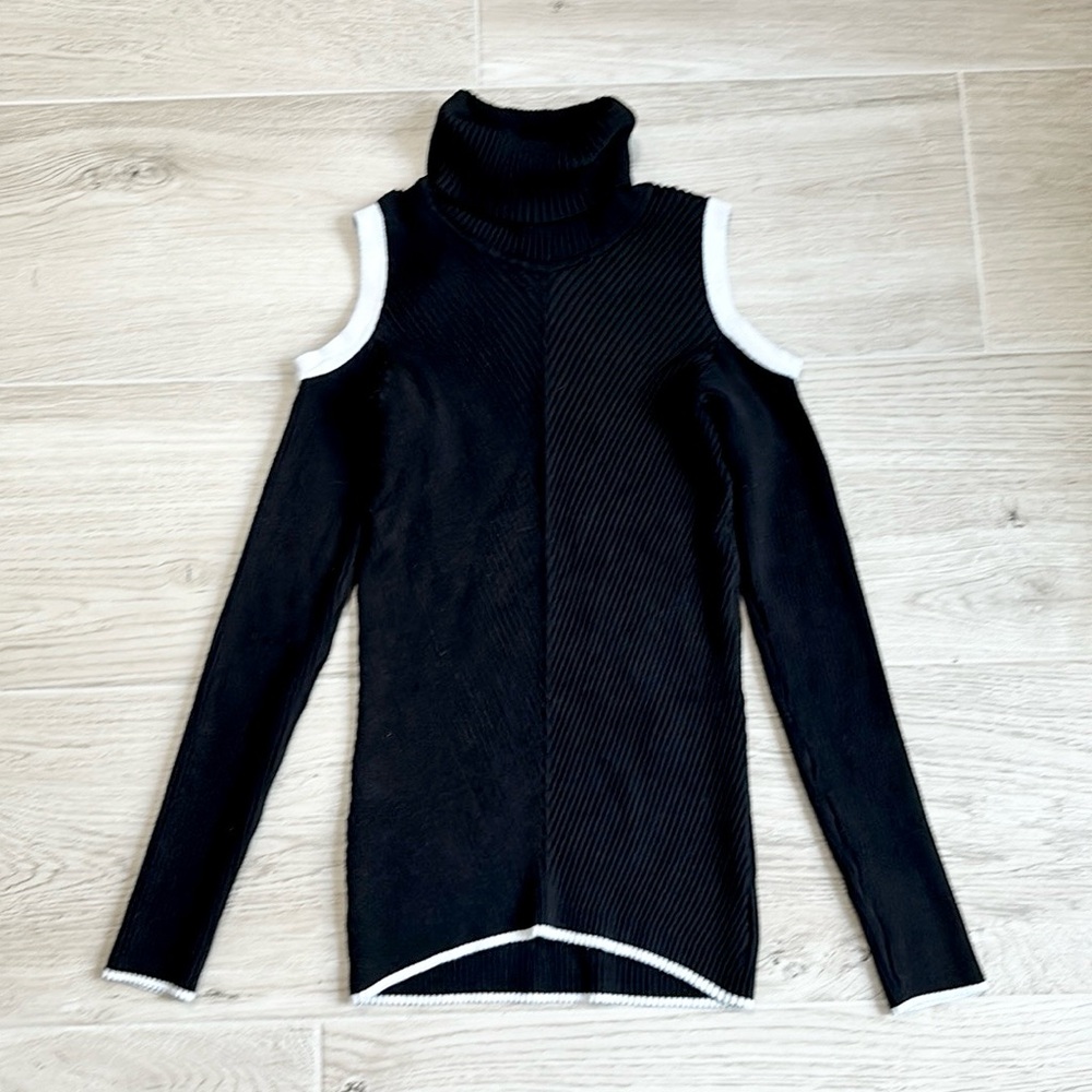 XOXO Black and White Turtleneck Sweater